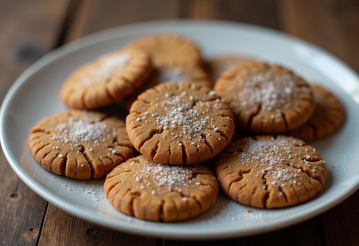 Freshly baked ginger molasses cookies displayed on a plate, highlighting the deliciousness of this ginger molasses cookie recipe with Mrs. Fields inspiration.