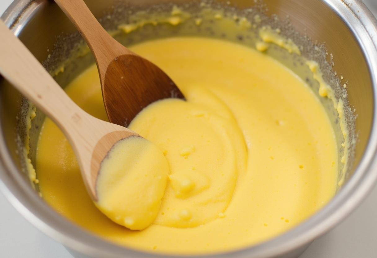 Mixing butter and sugar together for Mrs. Fields cookie recipe, showcasing the creamy texture and rich color for delicious cookies.