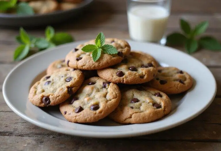 Delicious high protein chocolate chip cookies served on a plate, perfect for a healthy snack.