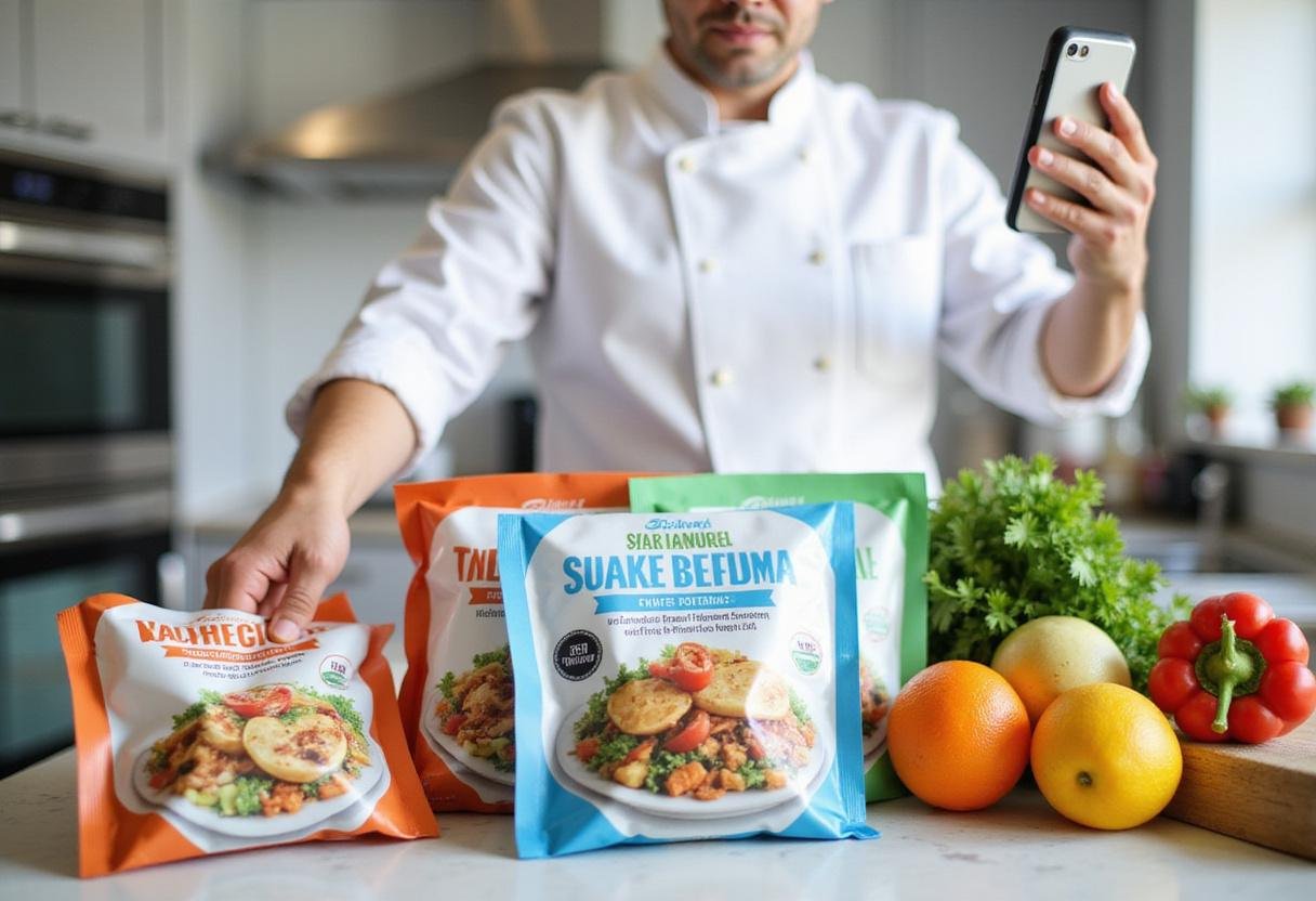 High protein frozen meals arranged for preparation, showcasing high protein fast food options and convenience.