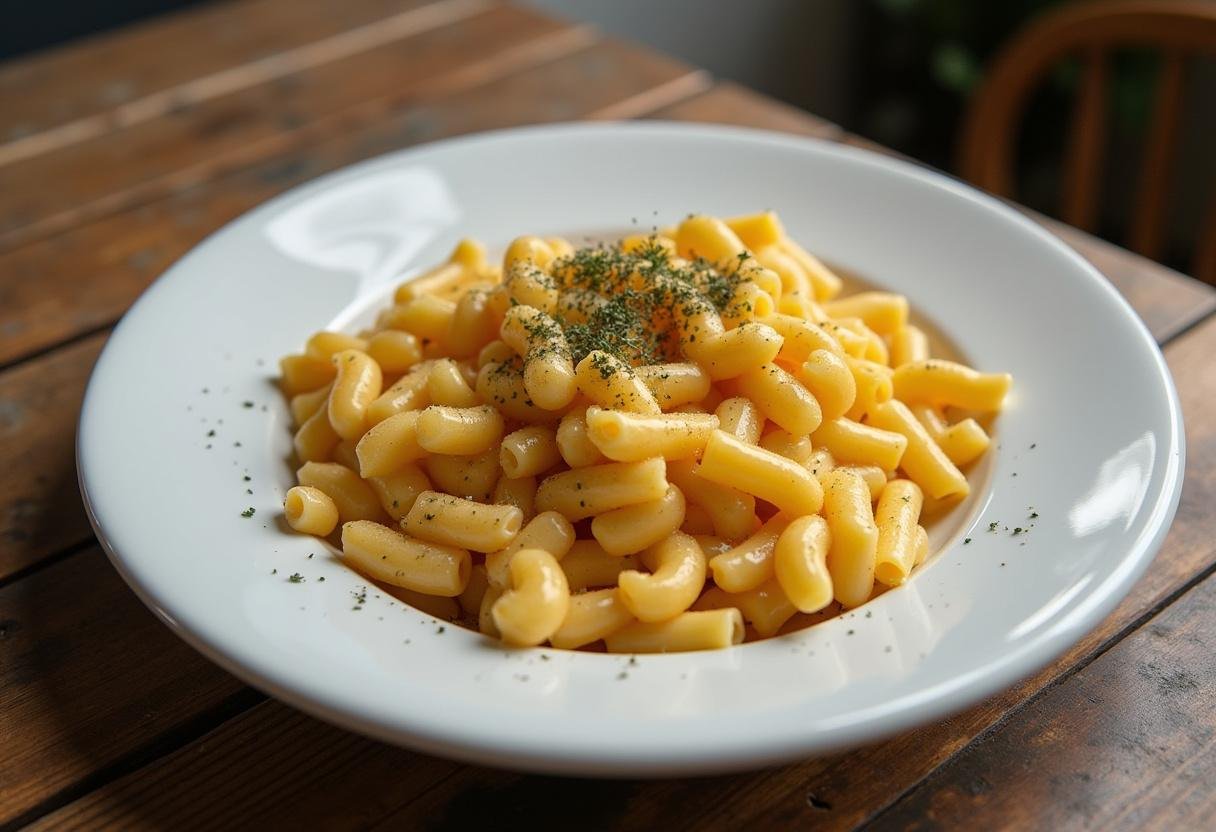 Final display of high protein pasta and mac and cheese, highlighting a delicious high protein pasta recipe.