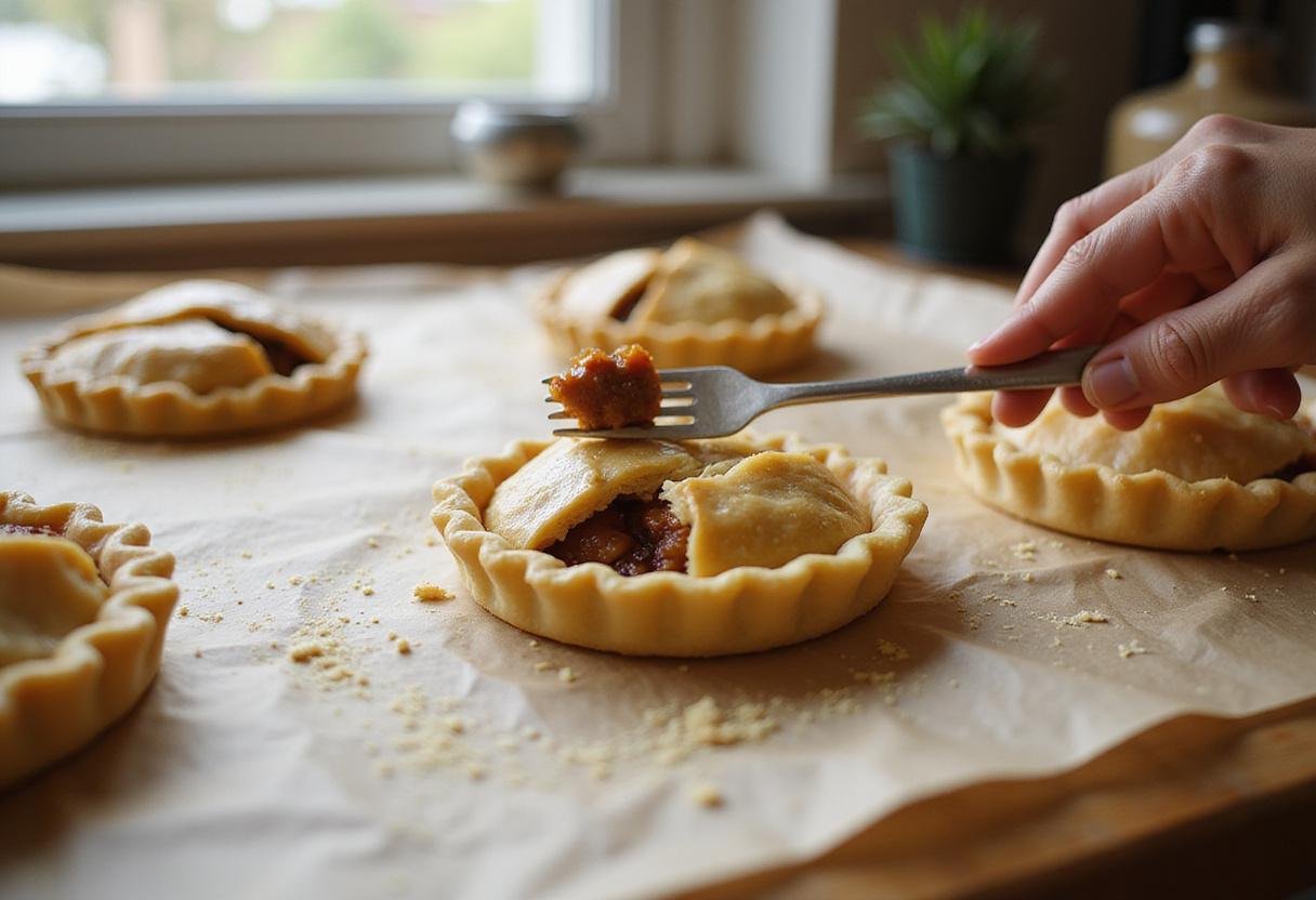 Sealing Hogsmeade Apple Hand Pies with filled apple mixture, demonstrating the exciting final preparation step.
