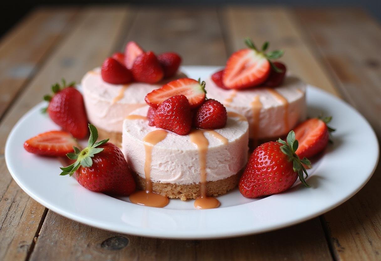 Delicious homemade strawberry cheesecake frozen treats ready to be served, perfect for a refreshing dessert indulgence.