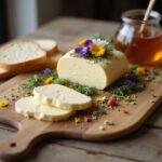 An aesthetically pleasing butter board as a stunning appetizer, displaying an array of toppings for a perfect gathering.
