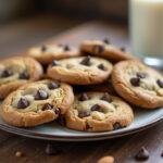 Displaying a delicious plate of paleo chocolate chip cookies, highlighting their golden-brown texture and a healthy lifestyle.