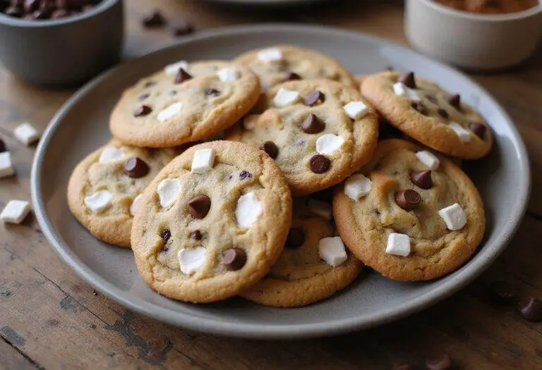Deliciously baked chocolate chip and marshmallow cookies, showcasing the perfect blend of flavors and textures for cookie lovers.