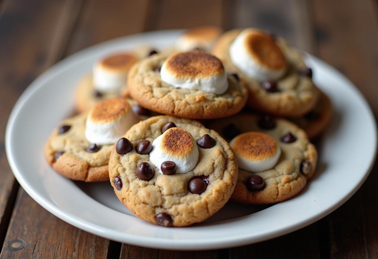 Deliciously baked chocolate chip and marshmallow cookies, showcasing the perfect blend of flavors and textures for cookie lovers.