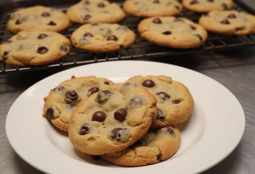 Deliciously baked Oreo chocolate chip cookies displayed on a plate, capturing the ultimate dessert experience in a home kitchen.
