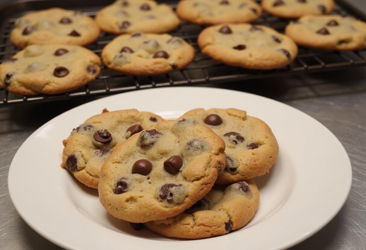 Deliciously baked Oreo chocolate chip cookies displayed on a plate, capturing the ultimate dessert experience in a home kitchen.