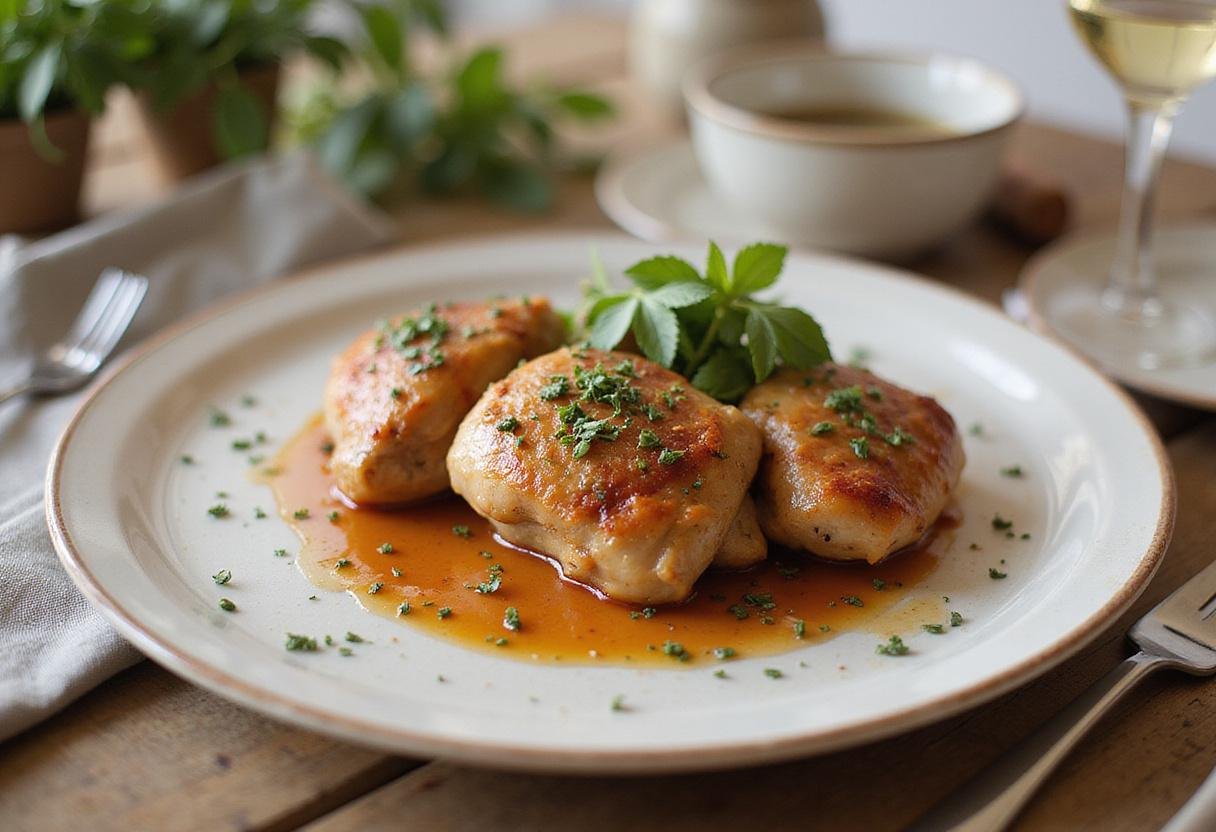 Gourmet presentation of air fryer boneless skinless chicken thighs, an ideal dish for a healthy and delicious meal.