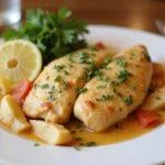 Delicious restaurant-style Chicken Piccata served on a plate, capturing the essence of iconic dishes from Maggiano's and the Cheesecake Factory.