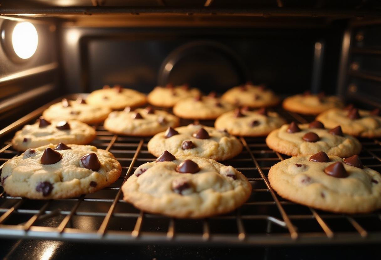 Freshly baked cookies from cake mix cooling on a rack, showcasing a perfect homemade treat.
