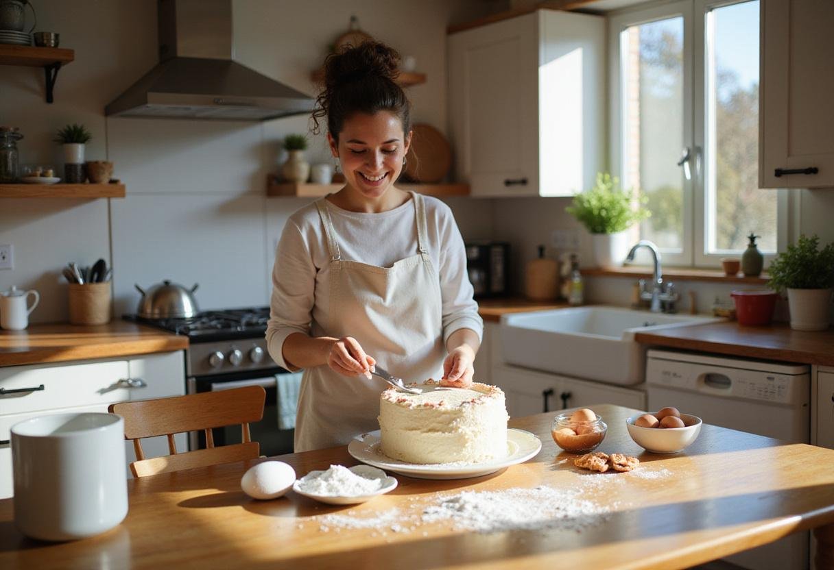 Gathering ingredients for a single mom birthday cake, celebrating with joy and warmth.