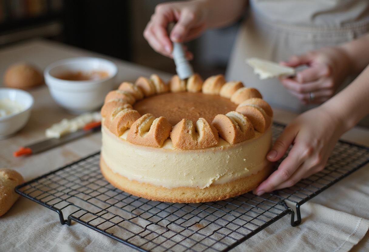Cooling freshly baked cake for a single mom birthday celebration, preparing for decoration.
