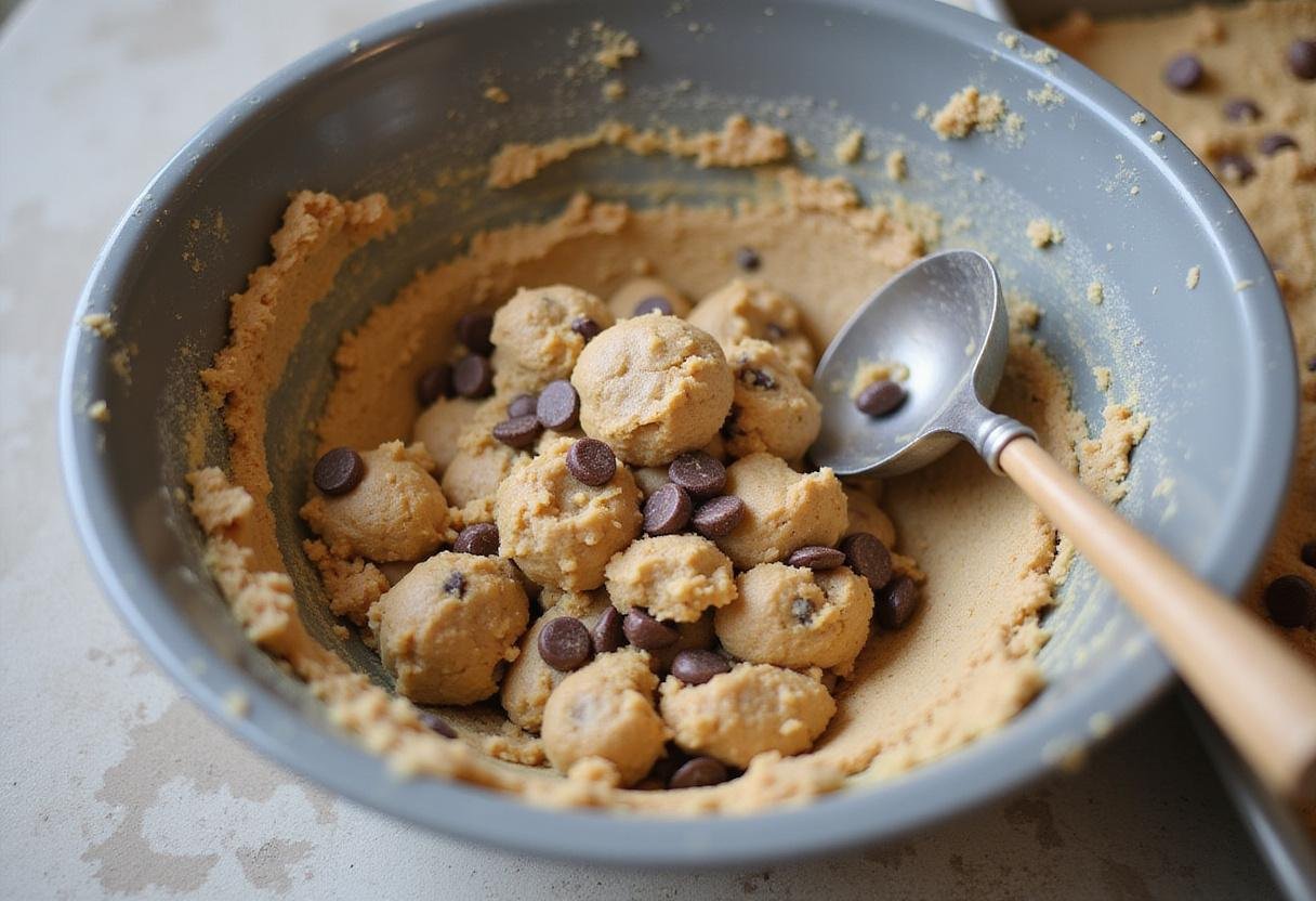 Baking small batch chocolate chip cookies in the oven, illustrating the delicious aroma of freshly baked cookies.