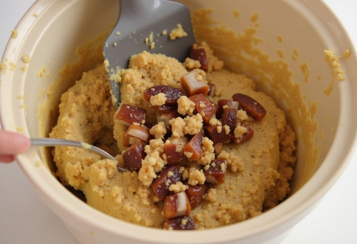 Incorporating chopped walnuts and dates into the sticky toffee carrot cake batter for added flavor and crunch.