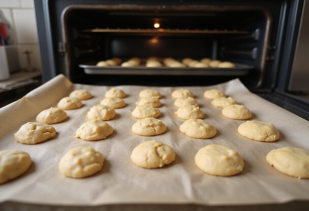 Shaping cookie dough for thin and crispy chocolate chip cookies, a crucial step for achieving the perfect texture.
