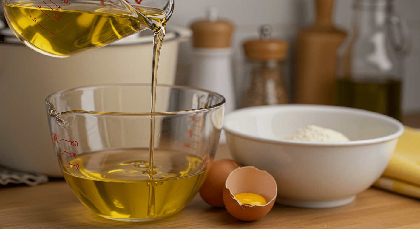 Adding vegetable oil and eggs to lemon cookie mix as part of an easy cake mix cookie recipe preparation.