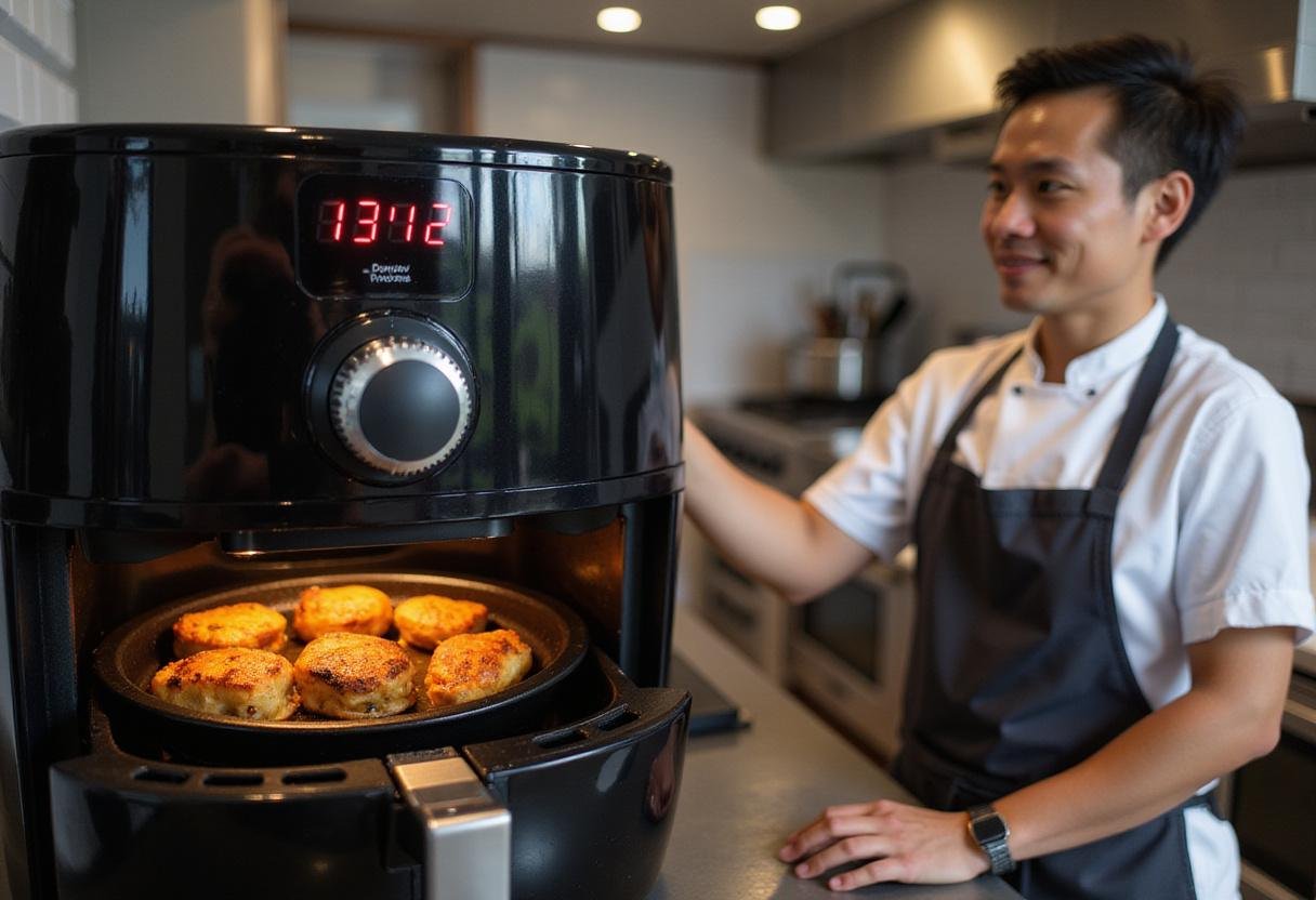 Cooking frozen french toast sticks in air fryer while preparing a delicious breakfast with air fryer efficiency.