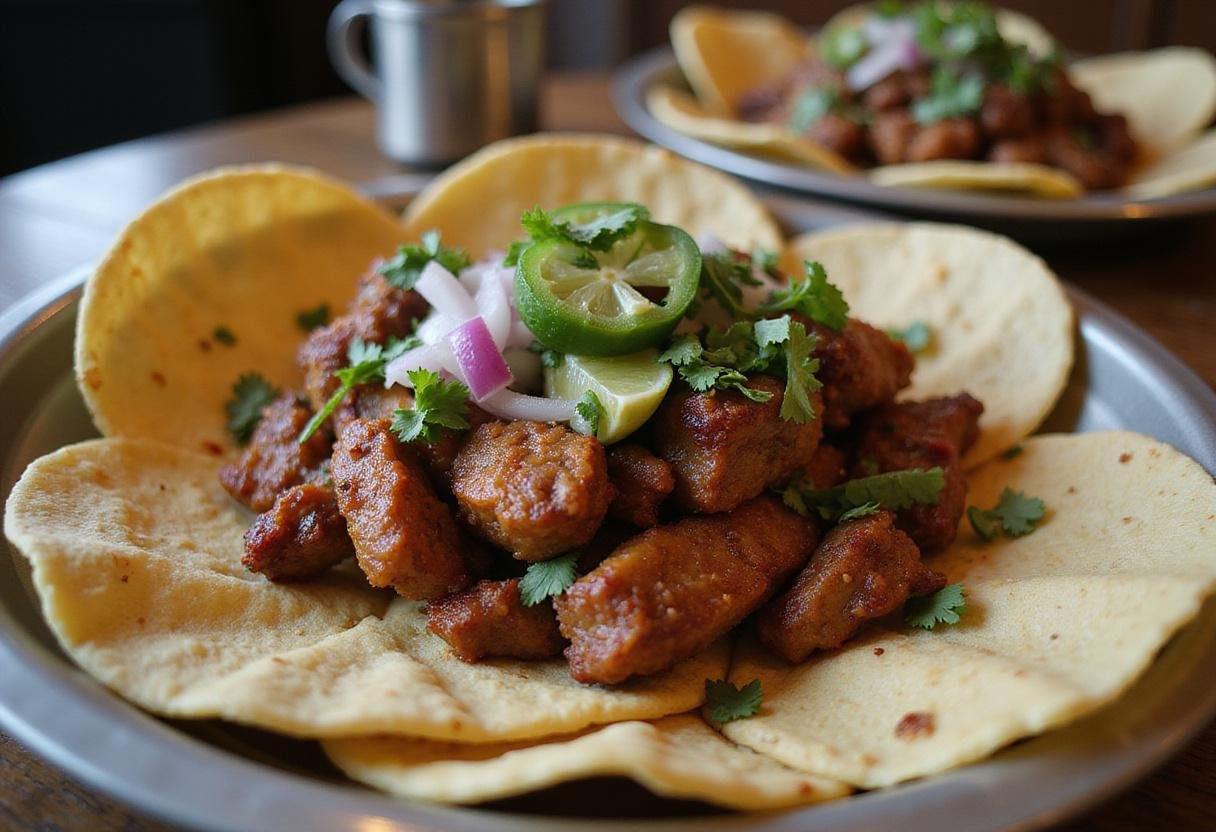 Crispy carnitas served on a platter with warm tortillas and fresh toppings, ready to be enjoyed, perfect for taco nights.