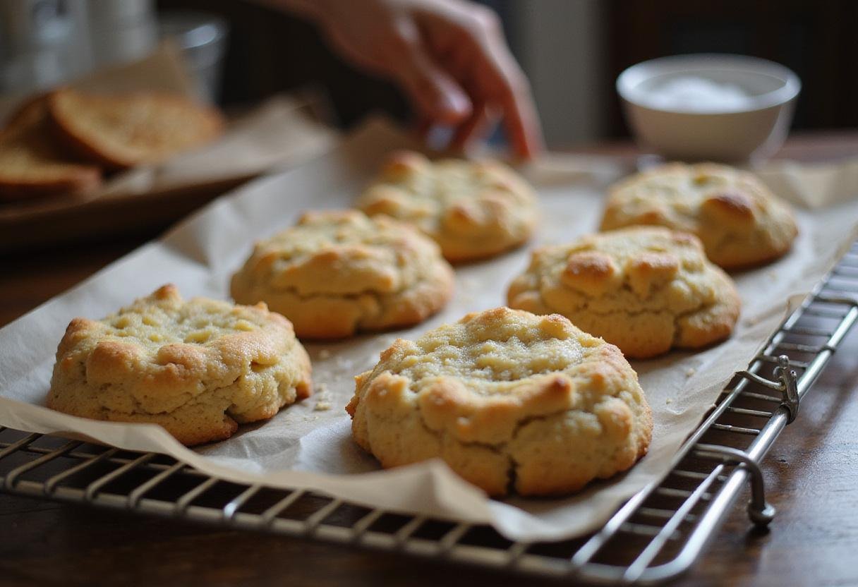 Freshly baked chipless chocolate chip cookies cooling with a touch of sea salt for extra flavor.