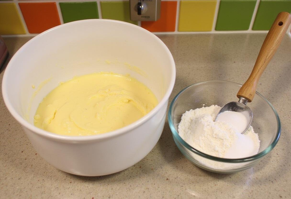 Creamy butter and sugar mixture prepared for chocolate chip cookies without brown sugar, ingredients for chocolate chip cookie recipe no brown sugar displayed.