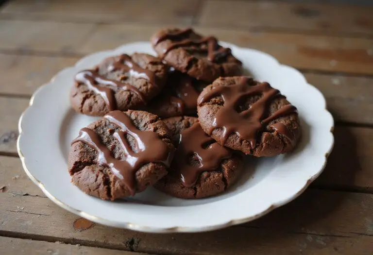Delectable chocolate and caramel cookies displayed on a plate, highlighting their rich flavors and tempting appearance.