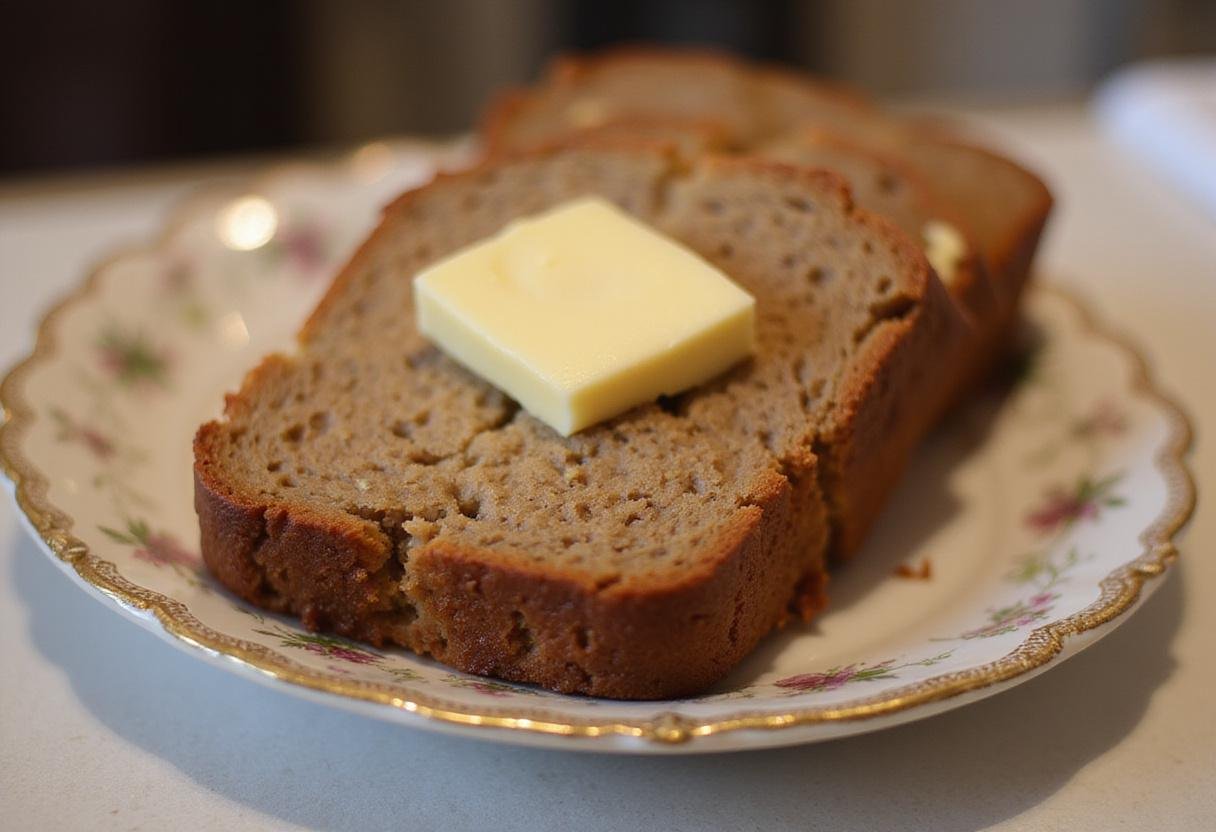 Sliced classic banana bread served on a plate, illustrating the delightful outcome of 4 ingredient banana bread recipes.