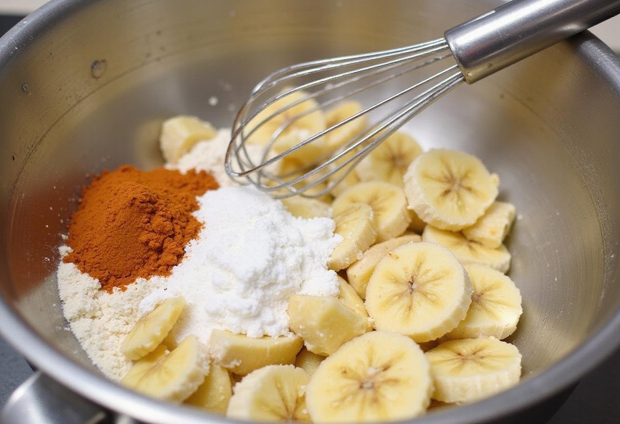 Mixing the ingredients for classic banana bread, highlighting the ease of making banana bread cookies with just a few ingredients.