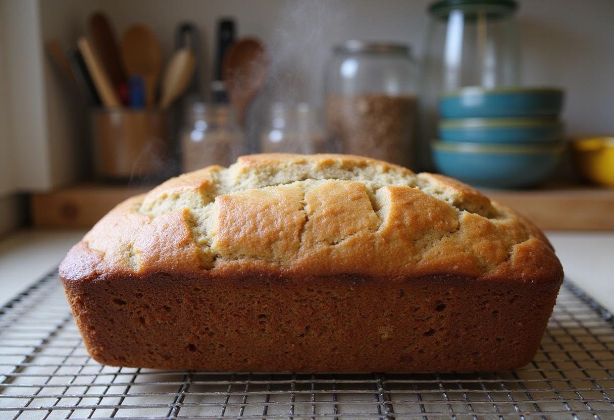 Freshly baked banana bread cooling down, perfect example of classic banana bread recipes being completed.