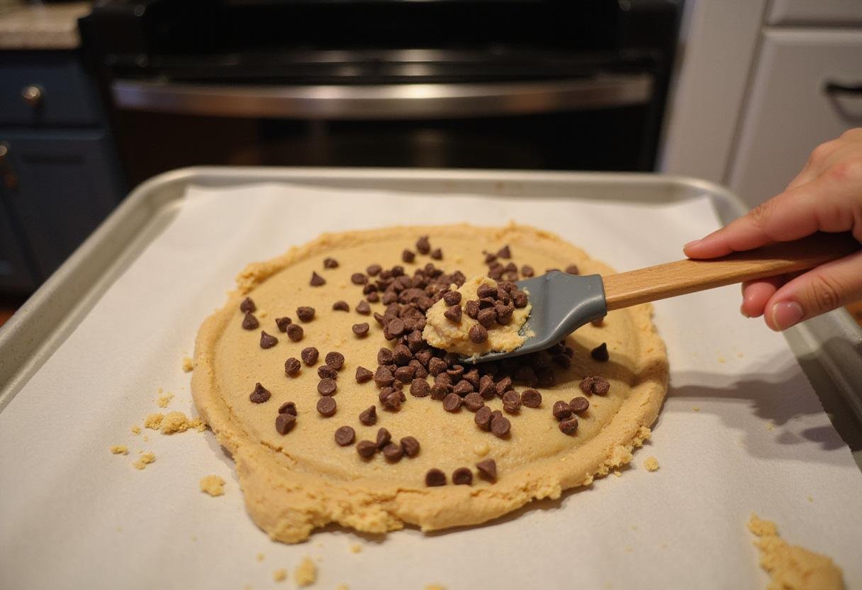Adding chocolate chips to the cookie dough to create chewy chocolate chip cookies for a delightful taste experience.
