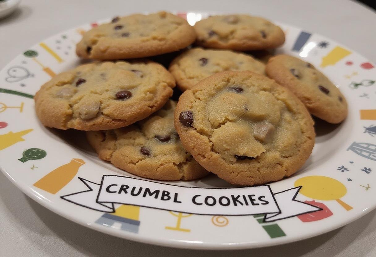 Plate of delicious crumbl cookies fundraiser, artfully arranged with a festive banner, emphasizing the irresistible chocolate chunks and textures.