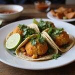 Final presentation of delicious air fryer cauliflower tacos, showcasing the crispiness and vibrant colors, perfect for a delightful meal.