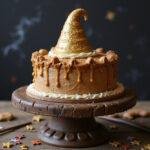 Stunning Enchanted Harry Potter Birthday Cake on a themed stand, showcasing a magical dessert perfect for any celebration.
