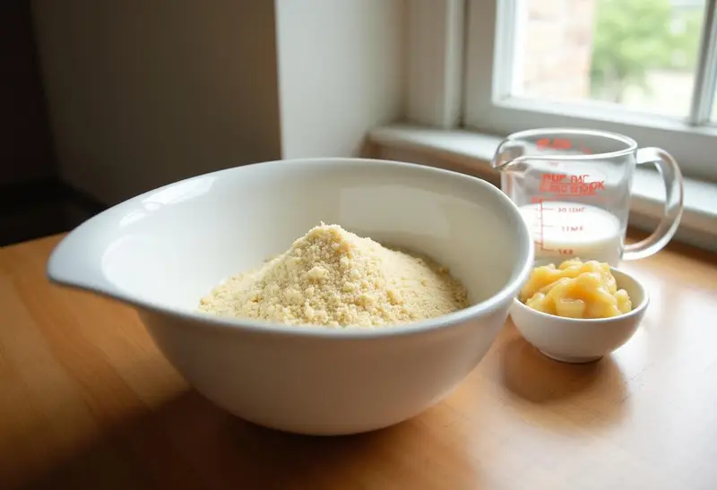 French vanilla cake mix with applesauce as an egg substitute on a wooden table, perfect for an Enchanted Harry Potter Birthday Cake.