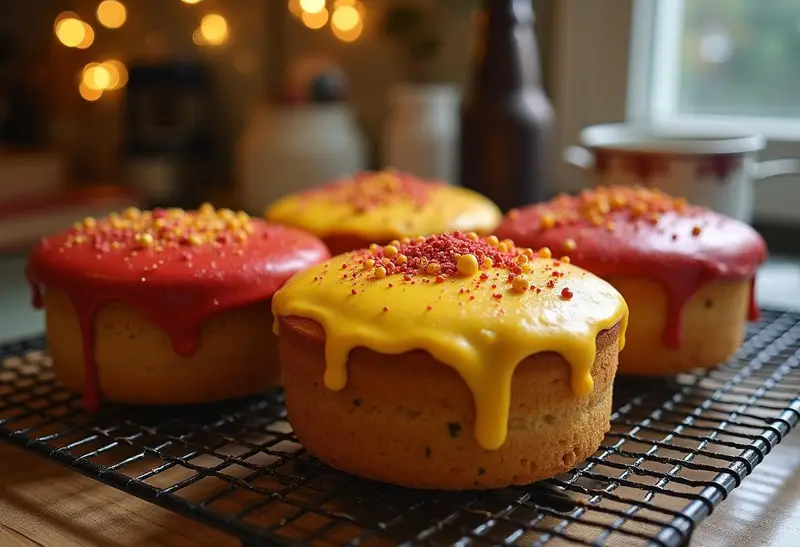 Cooling layers of an Enchanted Harry Potter Birthday Cake, beautifully iced and decorated in Hogwarts colors.