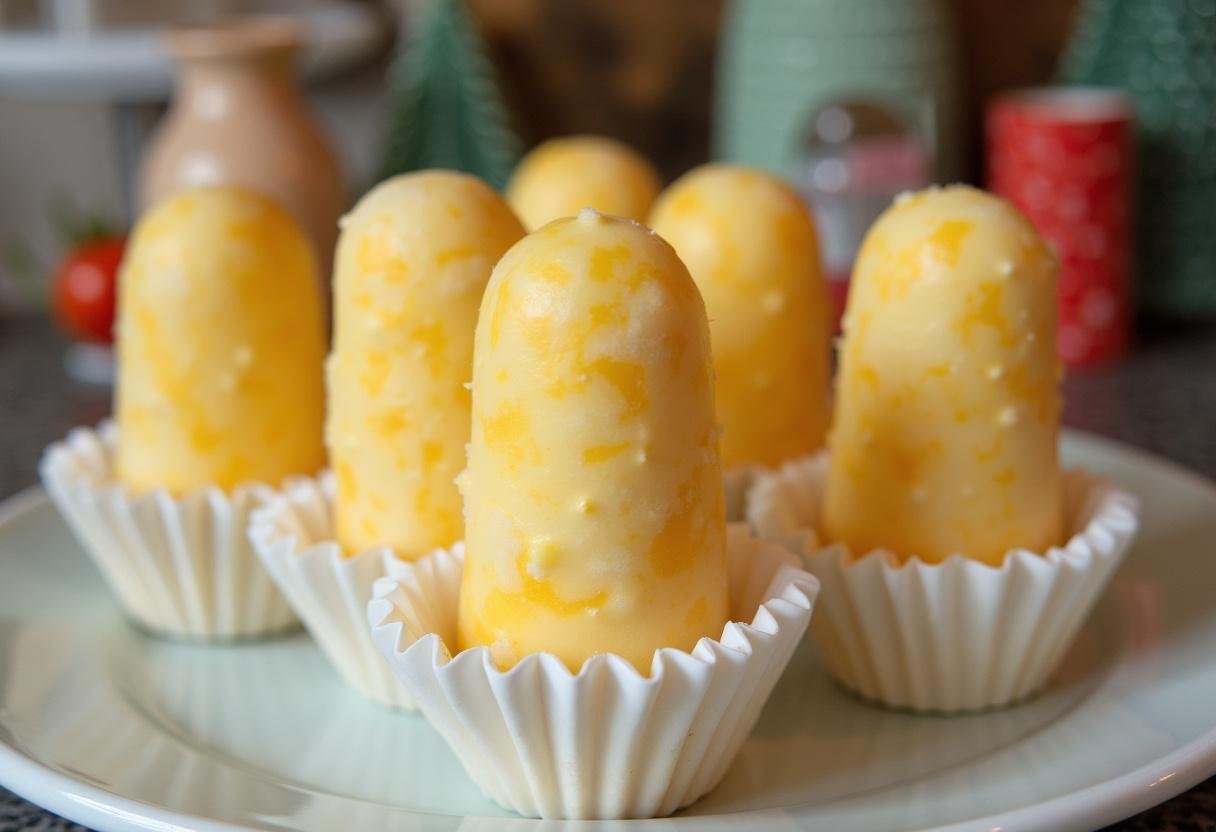 Golden Butterbeer Swirl Cheesecake Pops being carefully unwrapped, showcasing their delicious swirls in a delightful kitchen setting.
