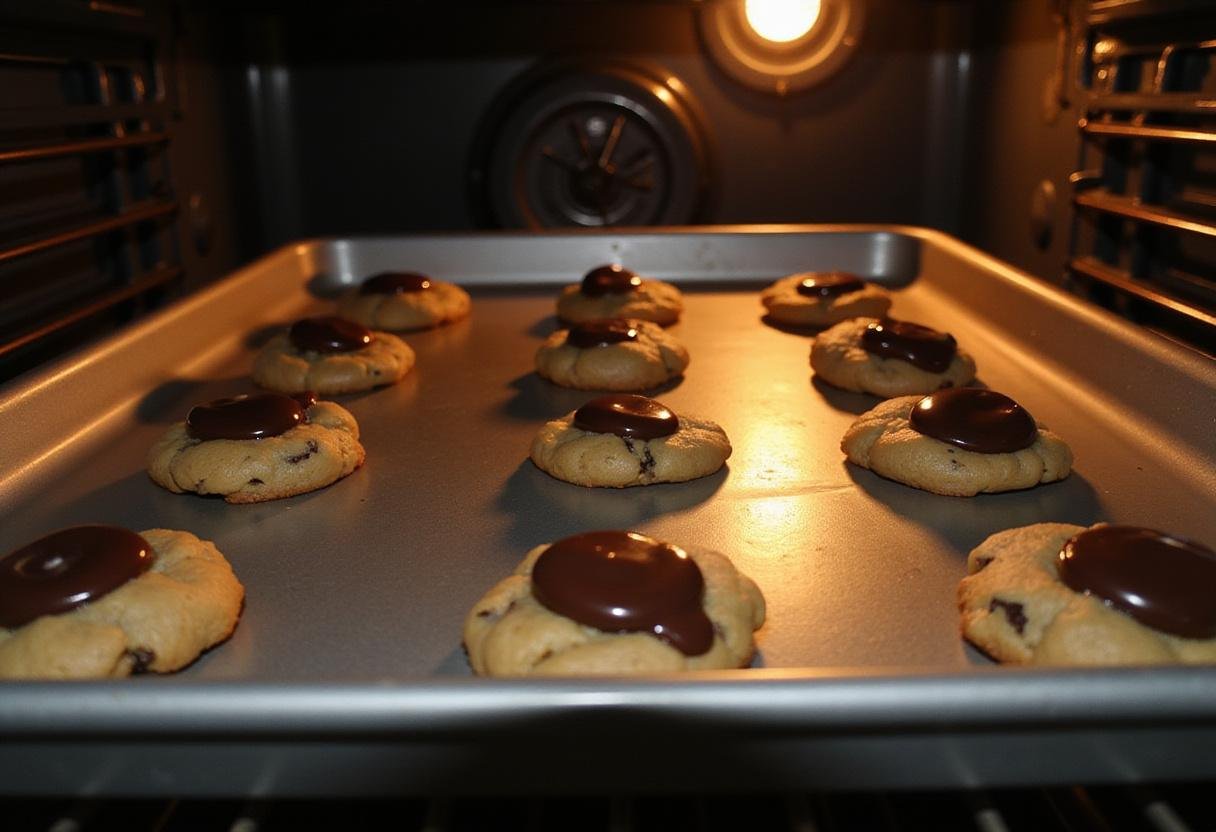 cookie dough balls on baking sheet for high altitude chocolate chip cookies, preparing cookies for baking