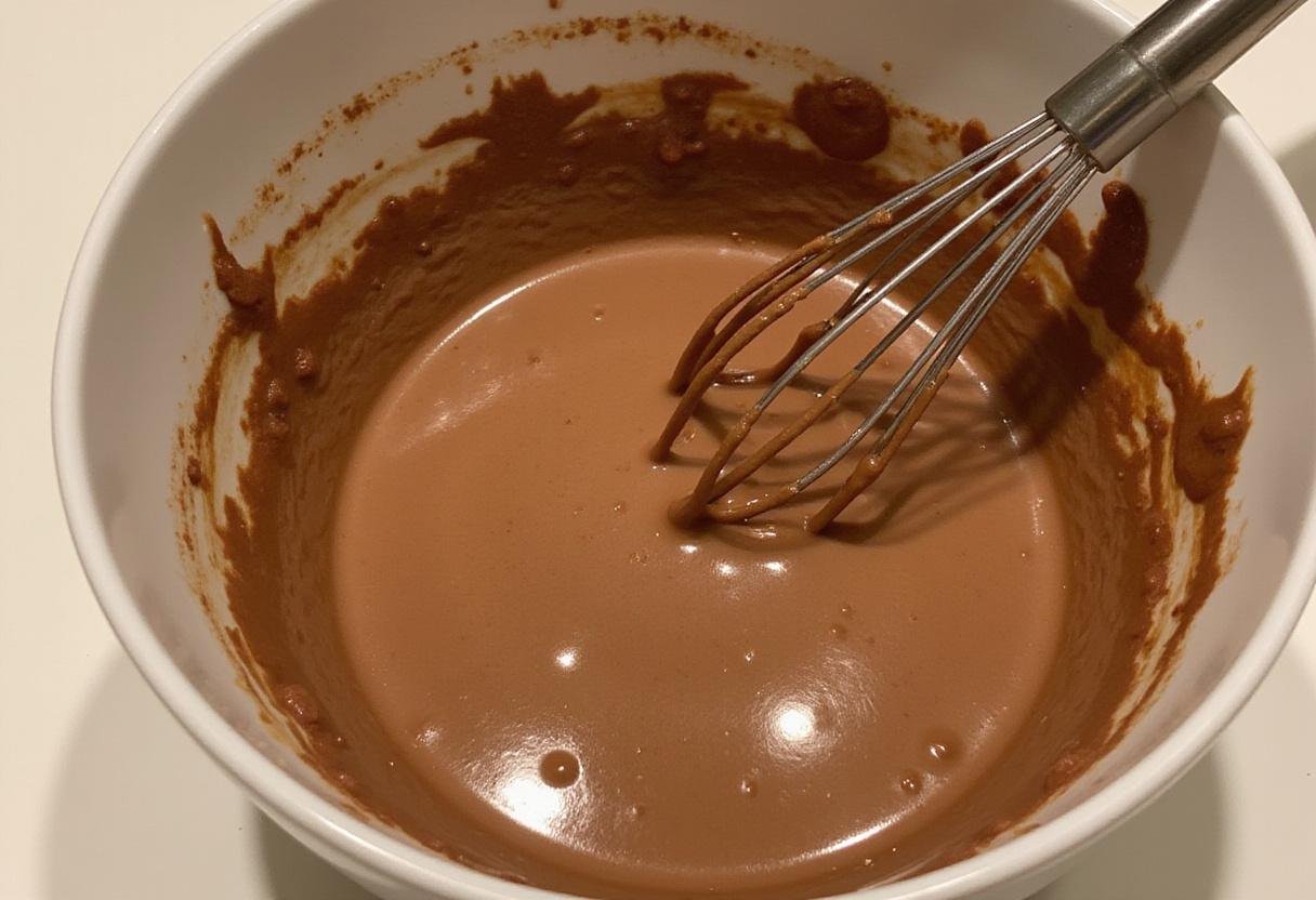 How to make brownies from cake mix; combining ingredients to form a rich brownie batter in a mixing bowl.