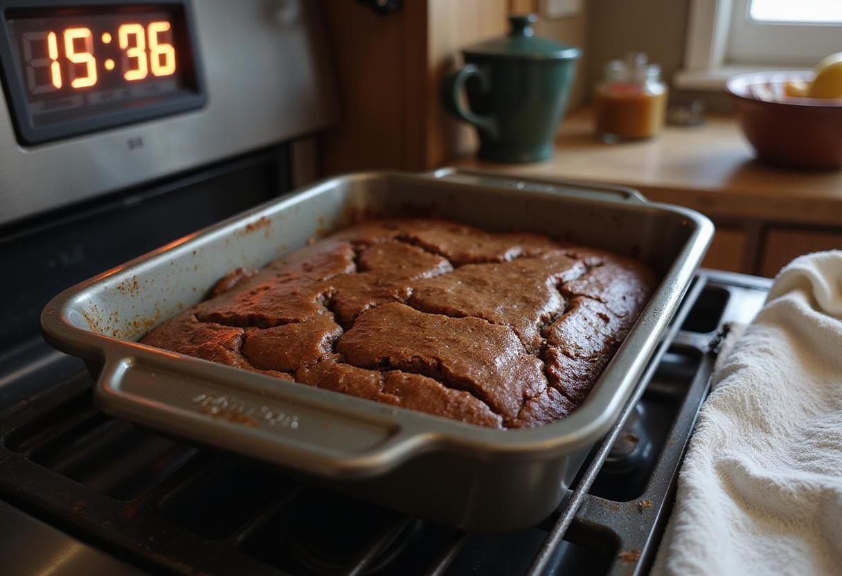 How to make brownies from cake mix; cooling down freshly baked brownies in a kitchen setting.