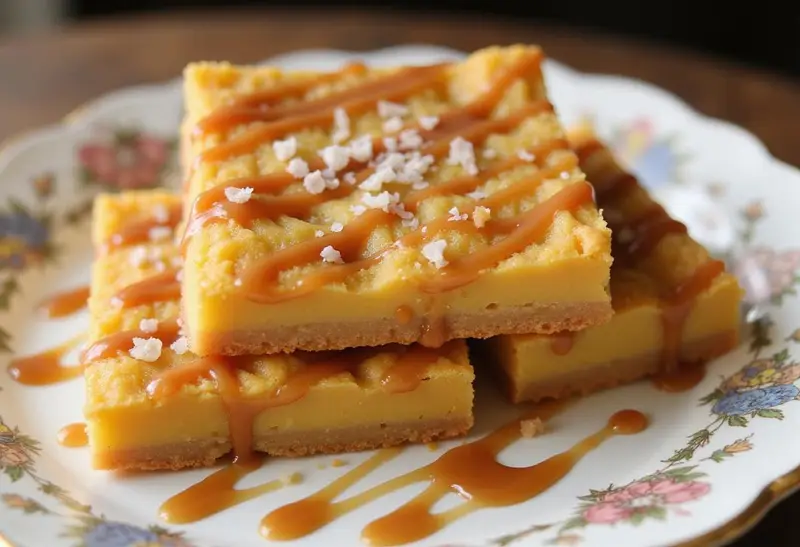 Delicious Hufflepuff Golden Butterbeer Crunch Bars served on a plate, highlighting the rich butterscotch flavor and crunchy texture, perfect for Harry Potter fans.