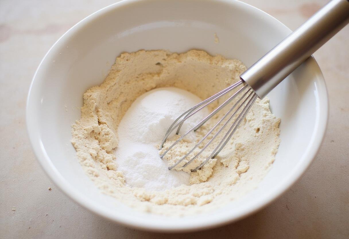 Sifting flour and baking soda for the perfect texture in Joanna Gaines chocolate chip cookies.