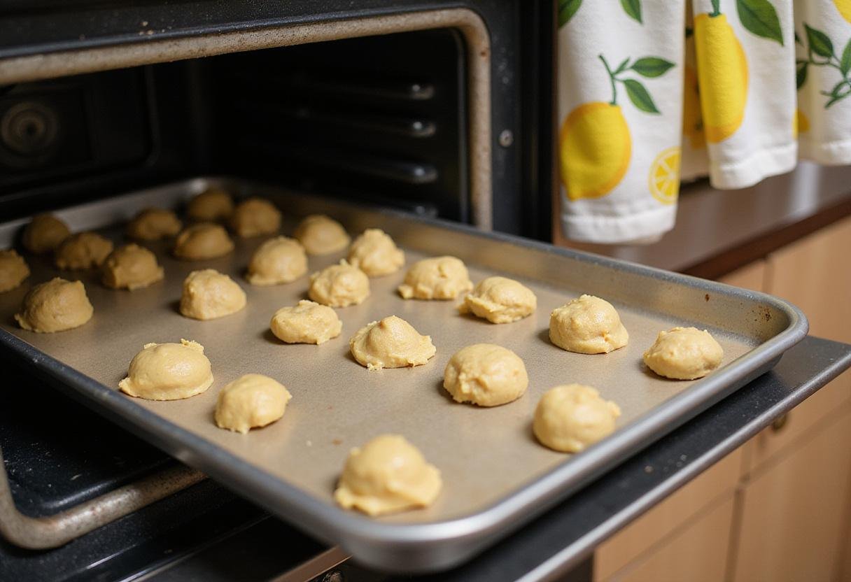 Baking lemon cookies prepared on trays, showcasing the step before baking key lime cookie recipe.