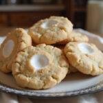 Delicious freshly baked marshmallow cookies served on a plate, highlighting their gooey centers.