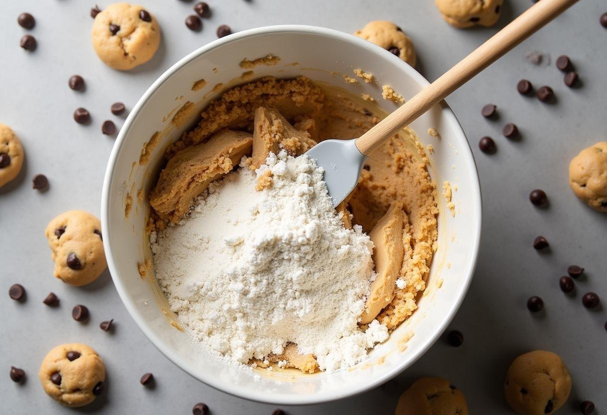 mixing dough for Martha Stewart's chocolate chip cookies, creating the perfect cookie texture