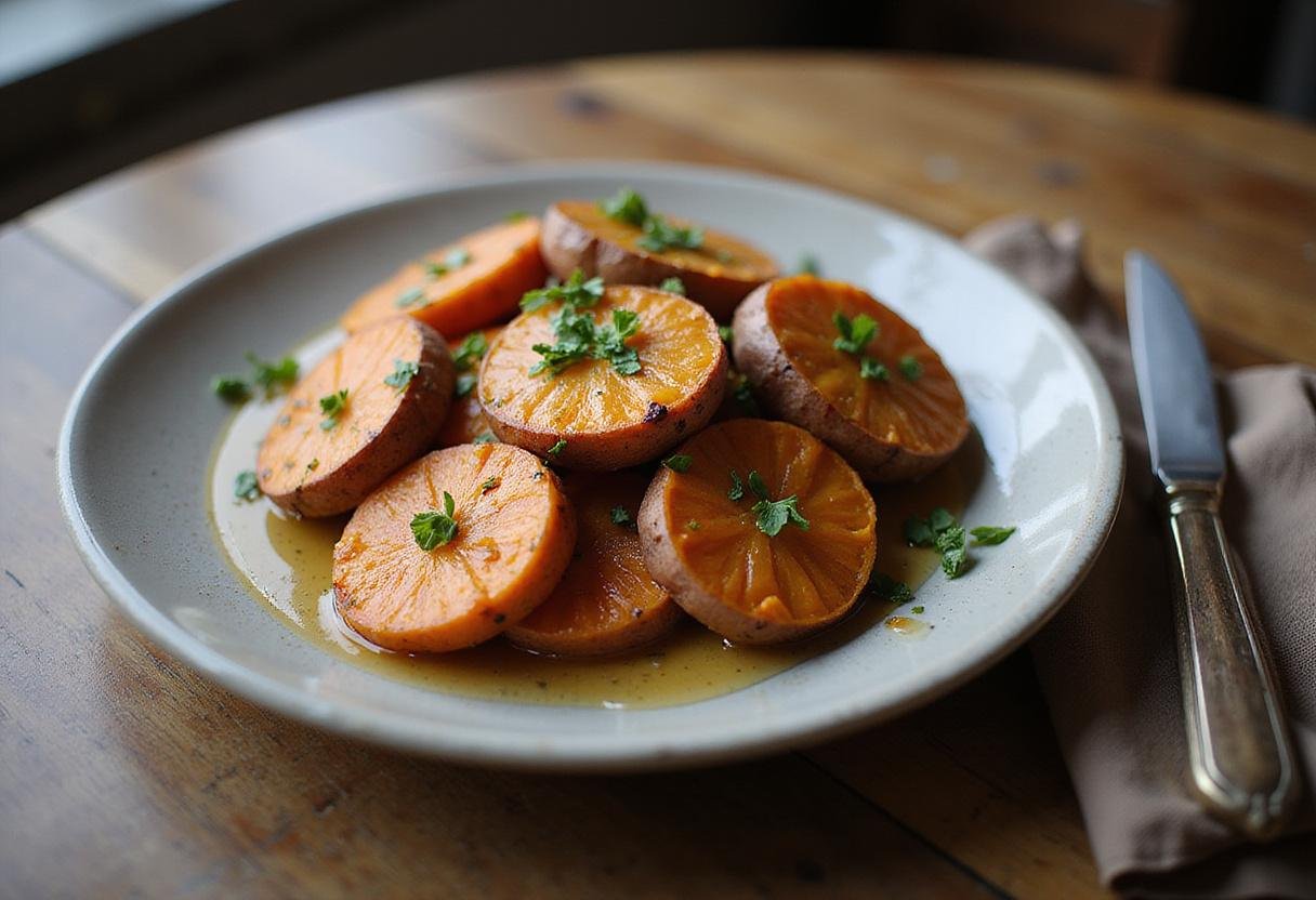 perfect baked sweet potatoes in air fryer, serving delicious sweet potatoes for a healthy meal