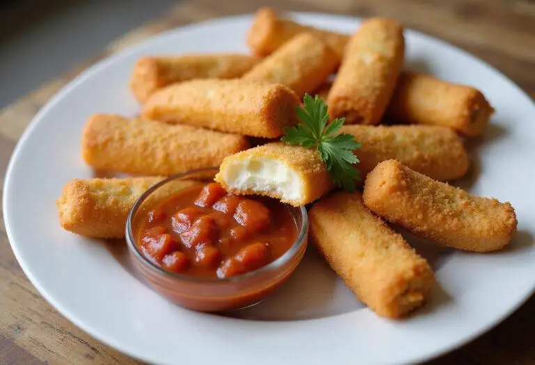Deliciously crispy air fryer frozen cheese sticks served with marinara sauce, a perfect appetizer for any occasion.