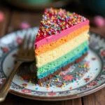 Delicious Polyjuice Potion Cheesecake with Color-Changing Layers beautifully presented on a plate, showcasing colorful layers topped with sprinkles, perfect for a magical dessert experience.
