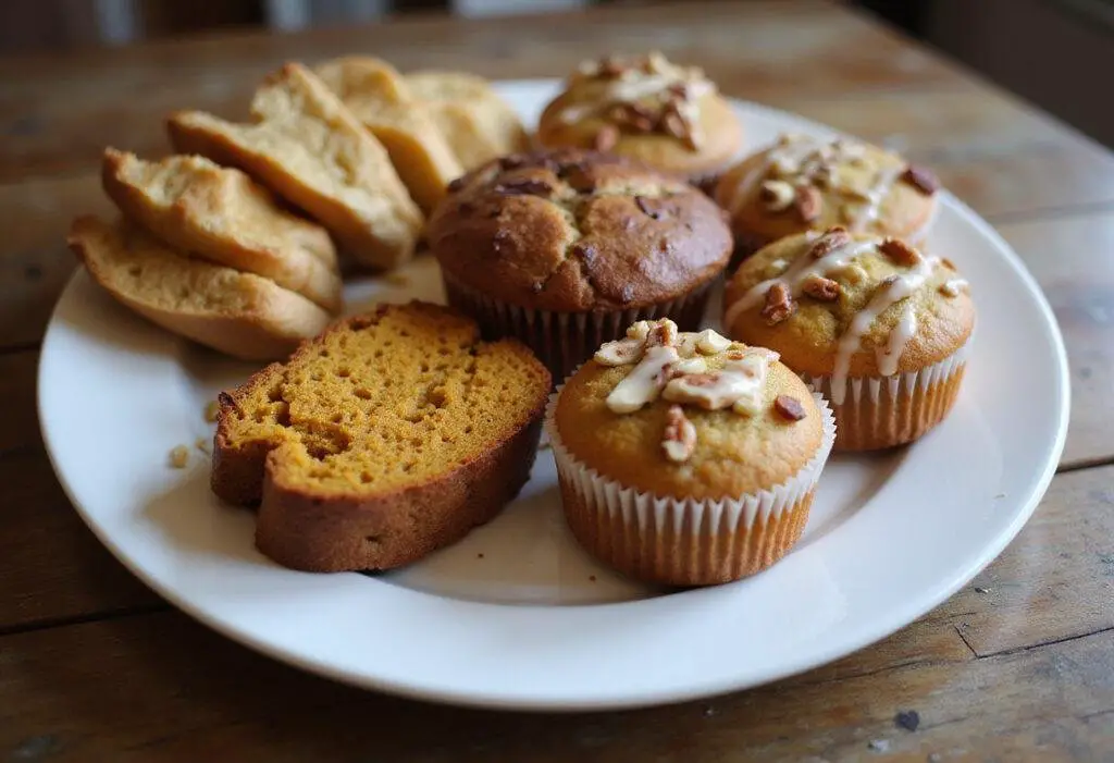 Final presentation of assorted quick cake mix breads and muffins, perfect for any breakfast occasion or snack time.