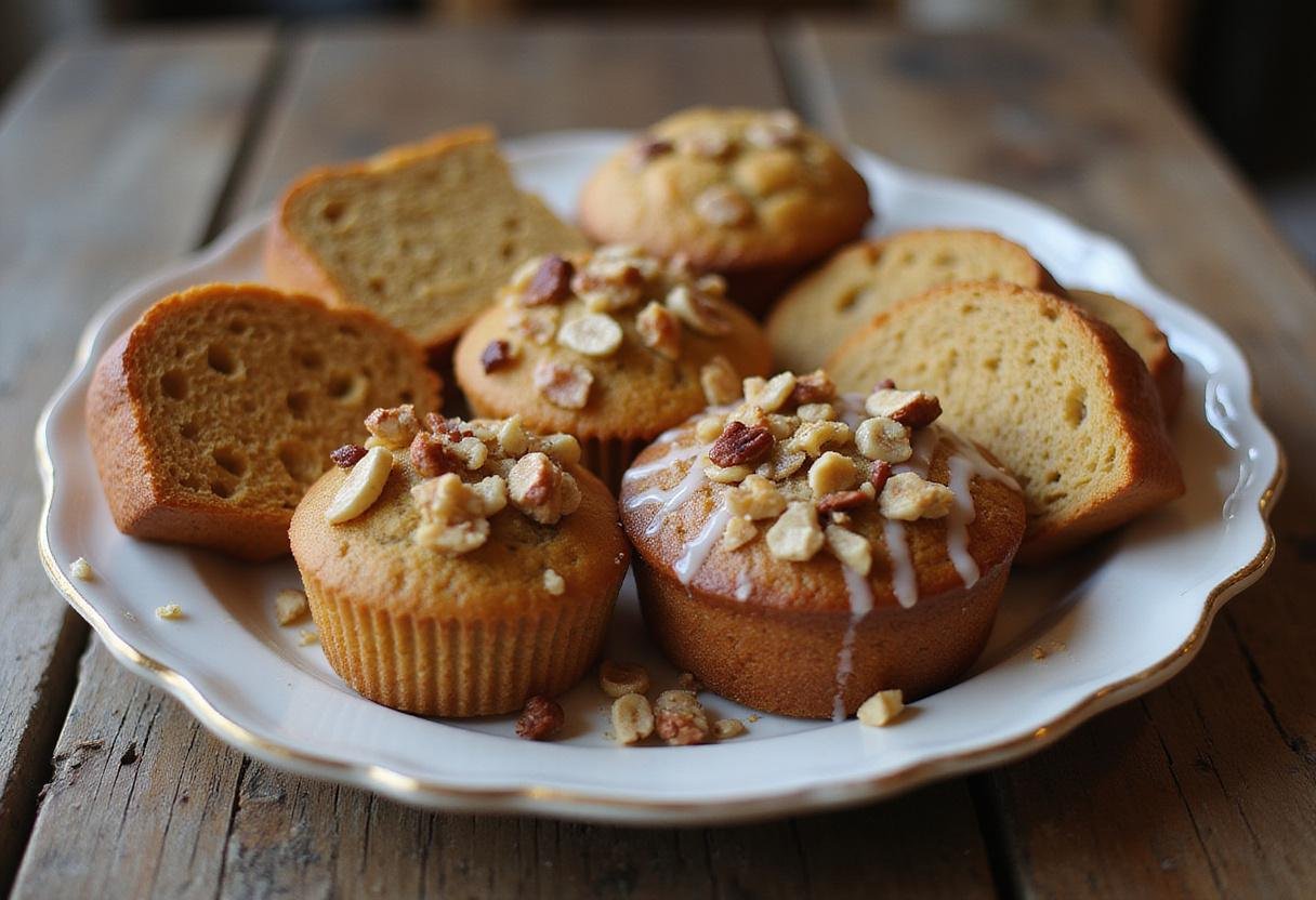 Final presentation of assorted quick cake mix breads and muffins, perfect for any breakfast occasion or snack time.